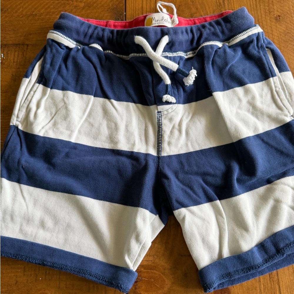 Mini Boden Navy, White & Red Striped Boys' Shorts